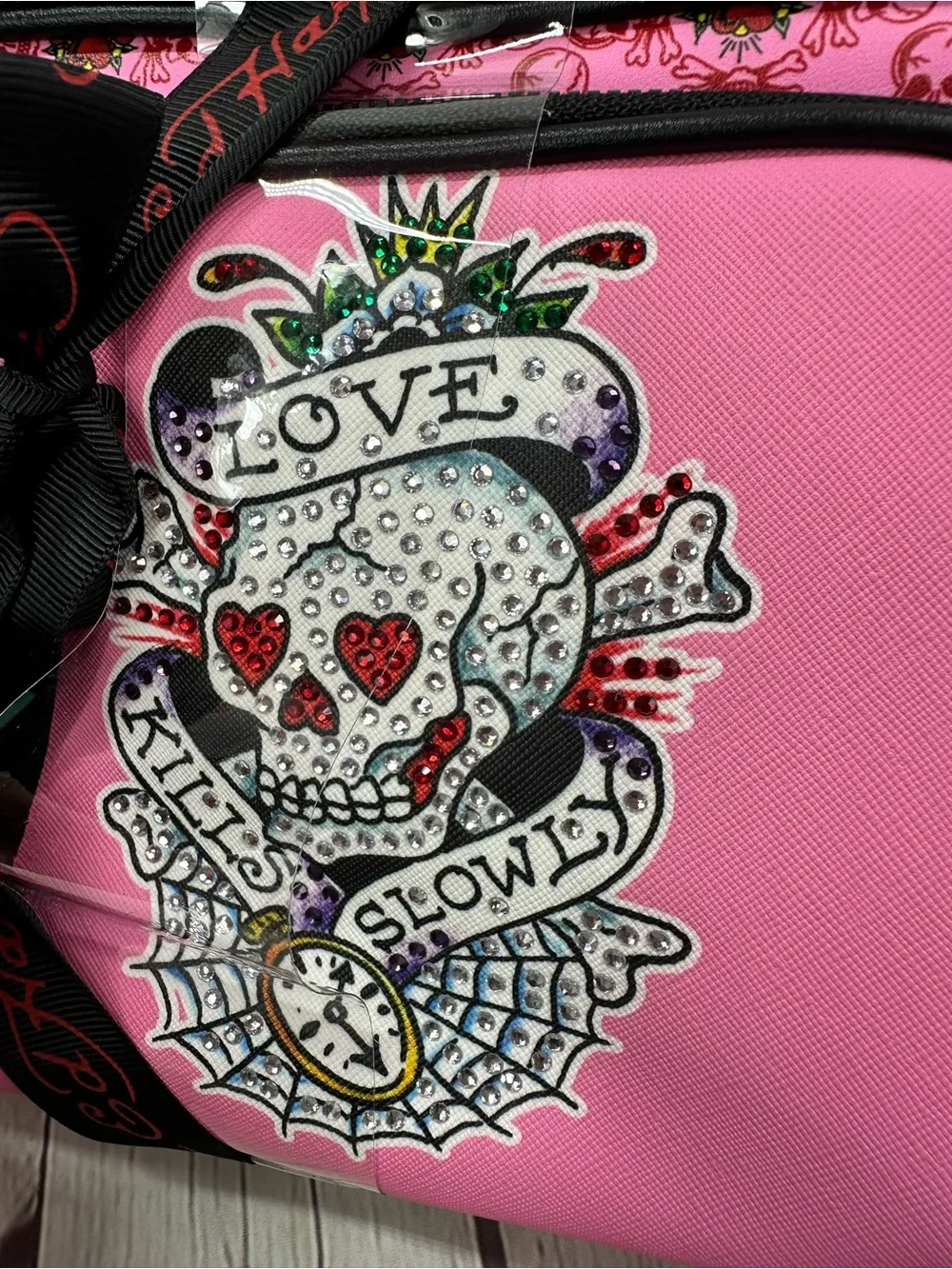 NWT Ed Hardy Cosmetic Bag 2pc graphic print makeup bag punk glam tattoo art Y2K